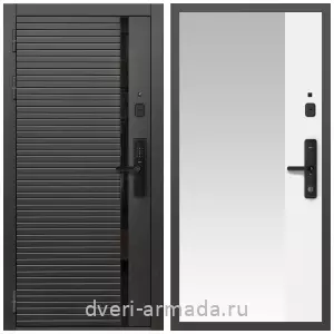 Входные двери МДФ для офиса, Умная входная смарт-дверь Армада Каскад BLACK МДФ 10 мм Kaadas S500 / МДФ 16 мм ФЛЗ-Панорама-1, Белый матовый
