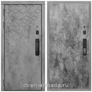 Входные двери МДФ для офиса, Дверь входная Армада Квадро МДФ 16 мм Kaadas K9 / МДФ 6 мм ПЭ Цемент темный