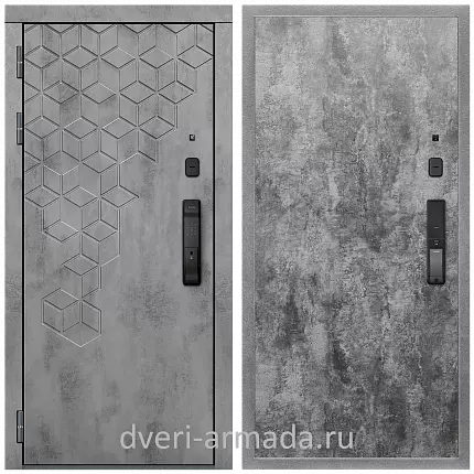 Дверь входная Армада Квадро МДФ 16 мм Kaadas K9 / МДФ 6 мм ПЭ Цемент темный