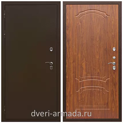 Дверь входная уличная в частный дом Армада Термо Молоток коричневый/ МДФ 16 мм ФЛ-140 Мореная береза трехконтурная