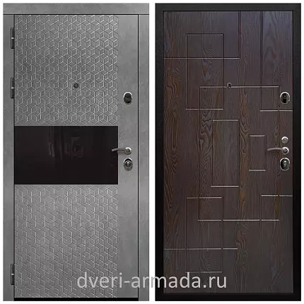 Дверь входная Армада Престиж Черная шагрень МДФ 16 мм Штукатурка графит / ФЛ-57 Дуб шоколад